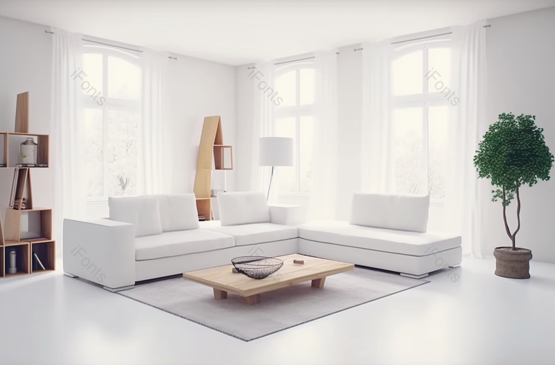 白色简约干净客厅装修效果样板间拍摄,高清,摄影图,摄影图片,图片大全,摄影图免费下载